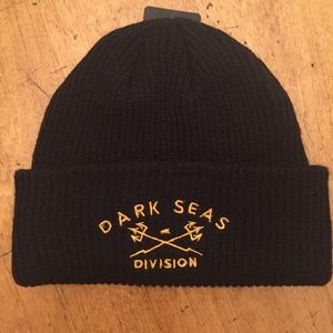 Mens Dark Seas Black Knit Beanie  NWT